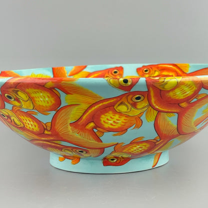 Porcelain bowl with hand-painted goldfish design