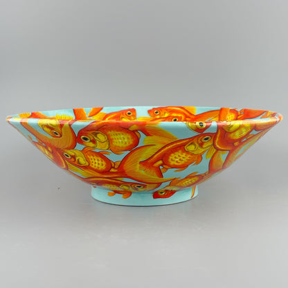 Porcelain bowl with hand-painted goldfish design