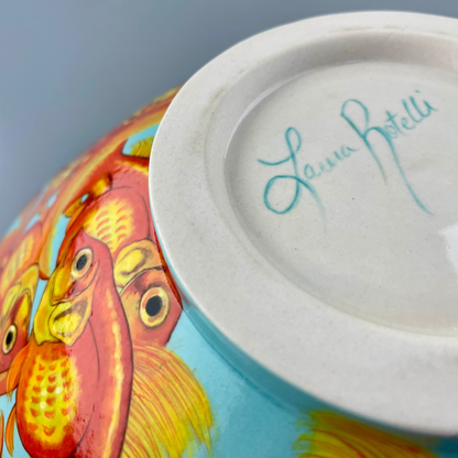 Porcelain bowl with hand-painted goldfish design