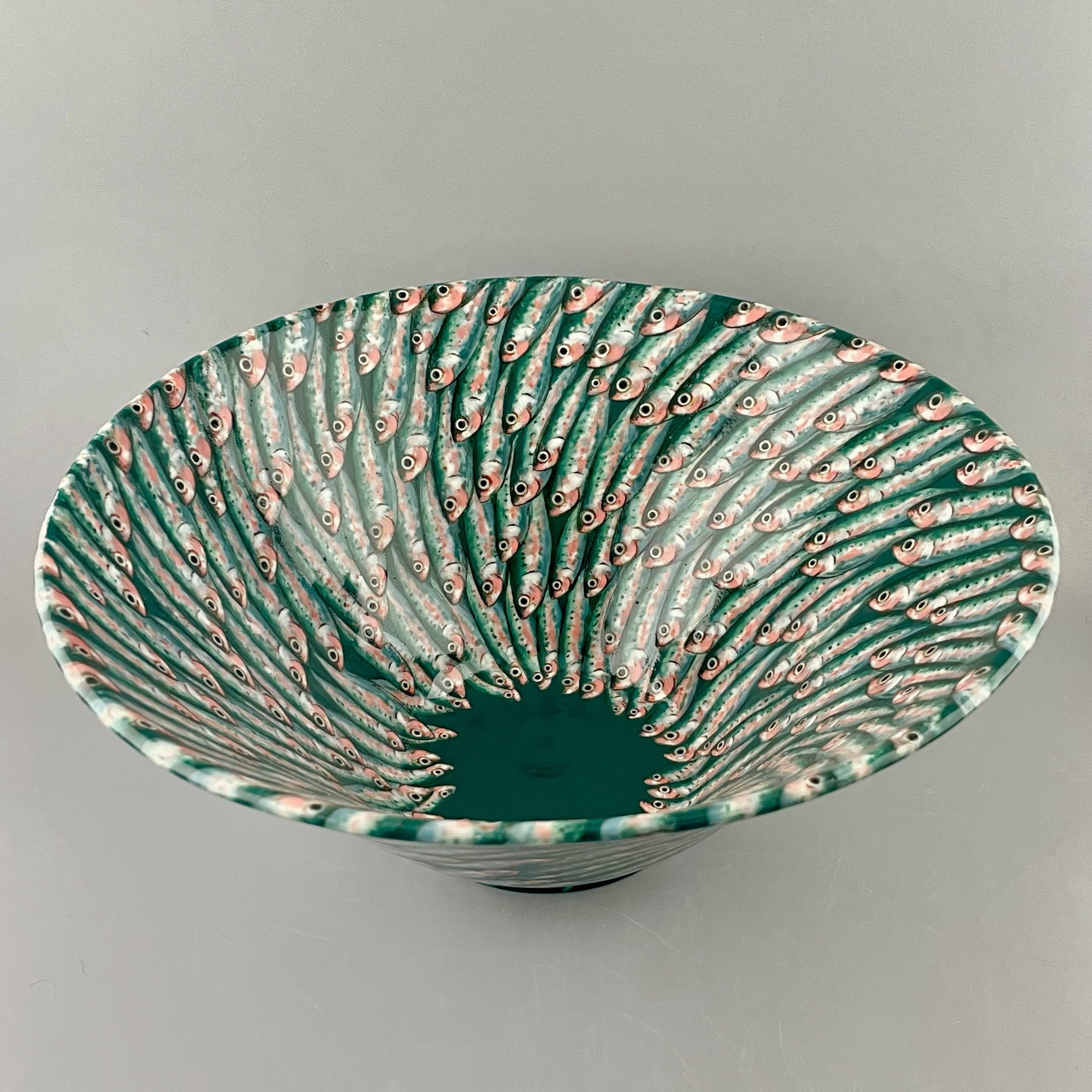 Swimming Sardines hand-painted porcelain bowl