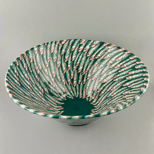 Swimming Sardines hand-painted porcelain bowl