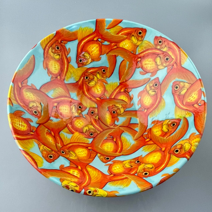 Porcelain bowl with hand-painted goldfish design